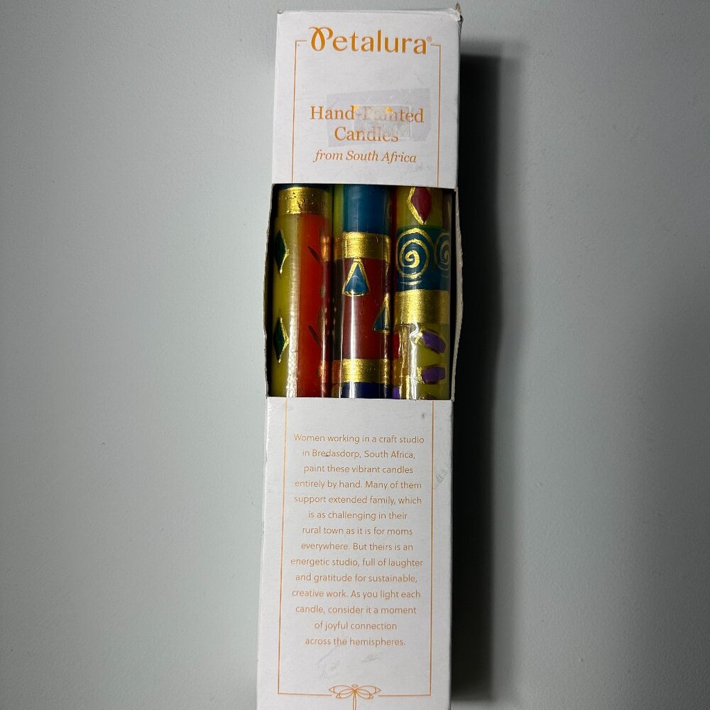 Petalura Hand Painted Golden Glow Candles - Set of 6 - Picture 4 of 6